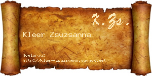 Kleer Zsuzsanna névjegykártya